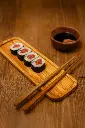 Olive Wood Sushi Plate with Chopsticks Included from Naturally Med
