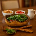 Olive Wood Rustic Salad Bowl w/ Serving Spoons from Naturally Med