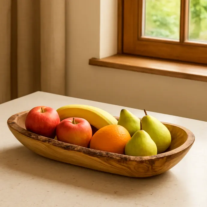 [NM-BW-SM-WD-FR] Olive Wood Small Rustic Fruit Bowl from Naturally Med