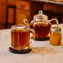 Coasters 4" Round Wood & Black Marbled Resin (Set of 2)