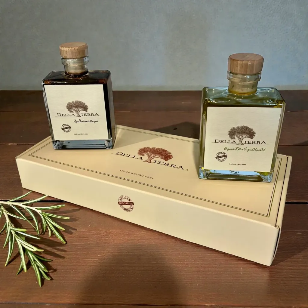 [DT-FD-5Z-NA-OL] Organic Extra Virgin Olive Oil (5oz) & Aged Balsamic Vinegar (5oz) Set by Della Terra Oils