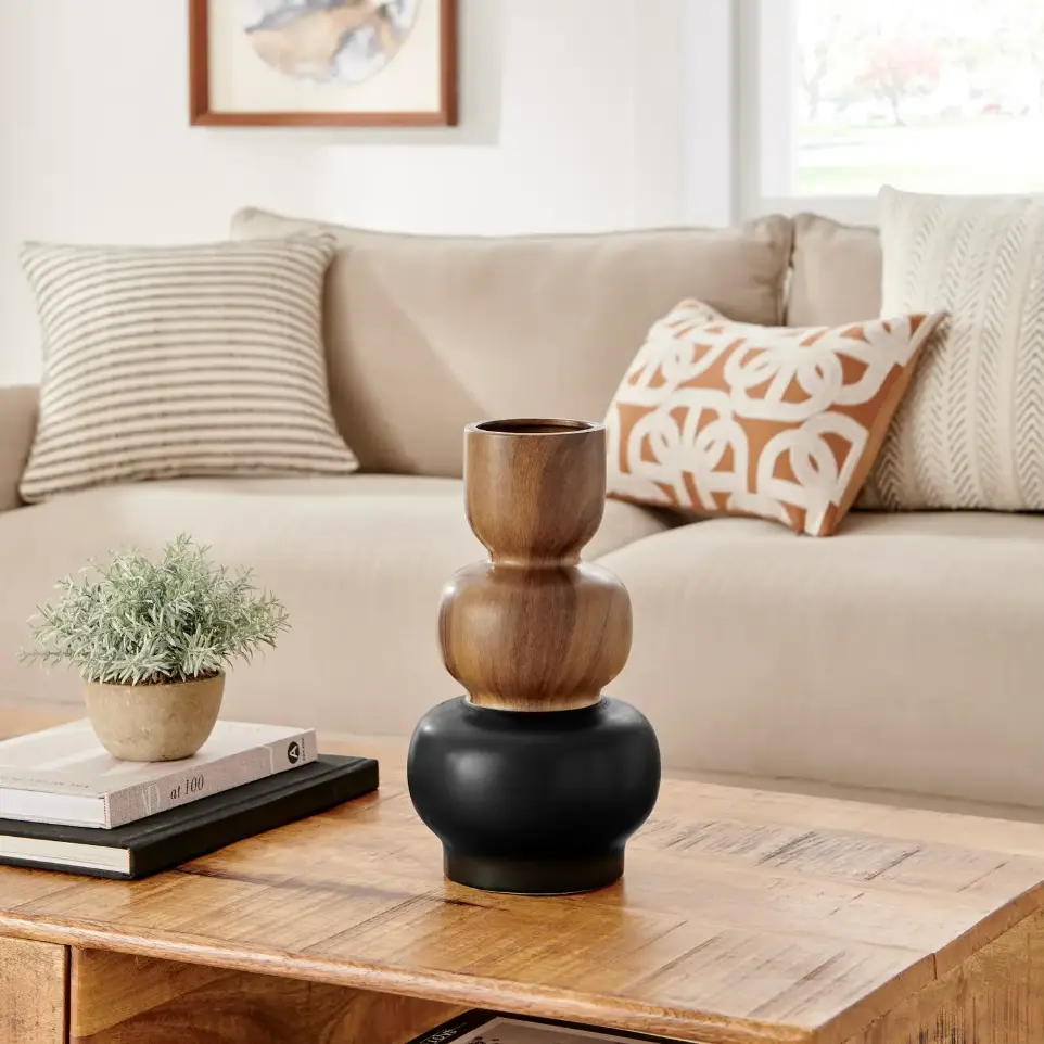 [DB-VS-12-WD-BV] Three Tier Stack Two Tone 12" Vase by Danya B (Fits our 30" & 34" Faux Olive Branches)