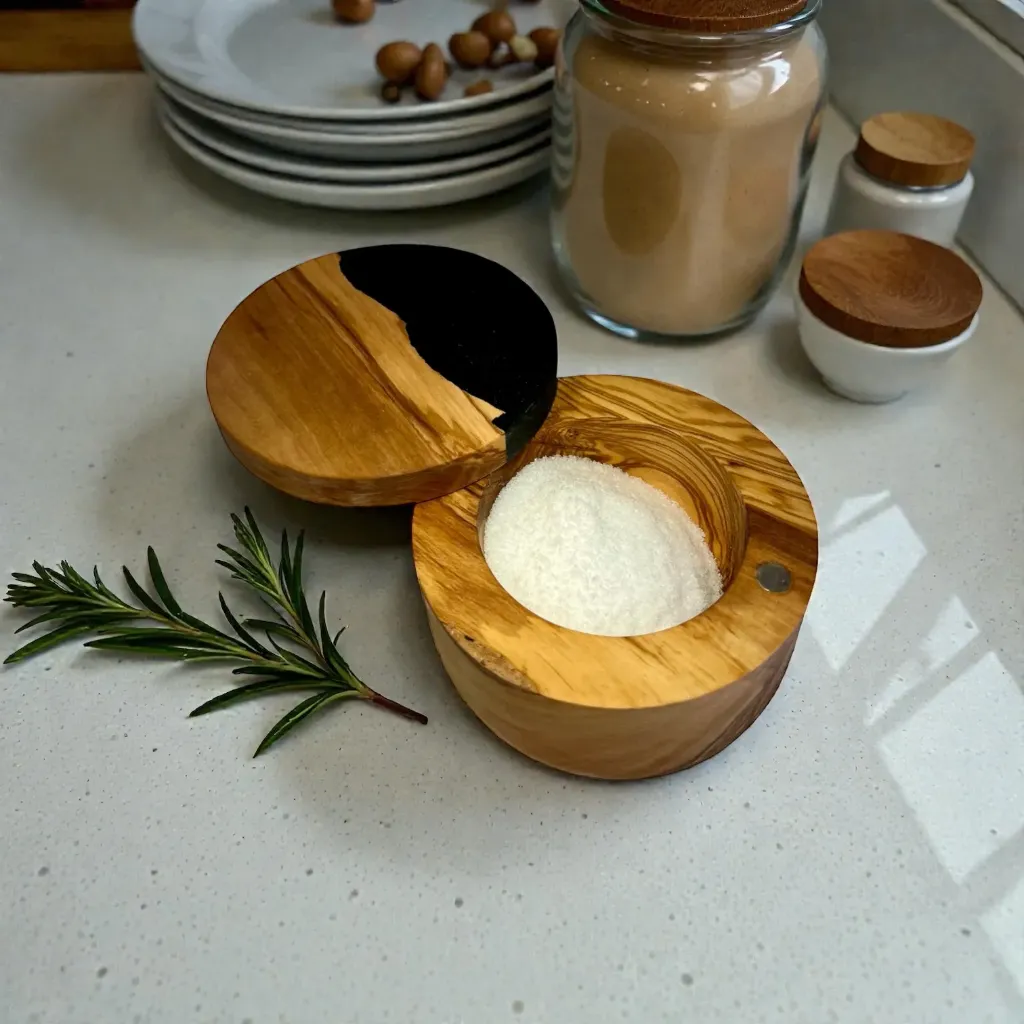 [NM-CC-RD-BL-SC] Olive Wood & Resin Salt Cellars from Naturally Med - Choice of Black, Blue, or Green (Black)