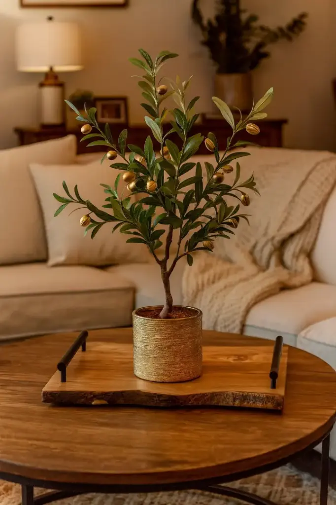 [AI-TR-24-GD-FX] Zakar 24" Artificial Olive Tree with a Choice of 14 Gold or Silver Remembrance Olives (Flower Pots Sold Separately) (Gold)