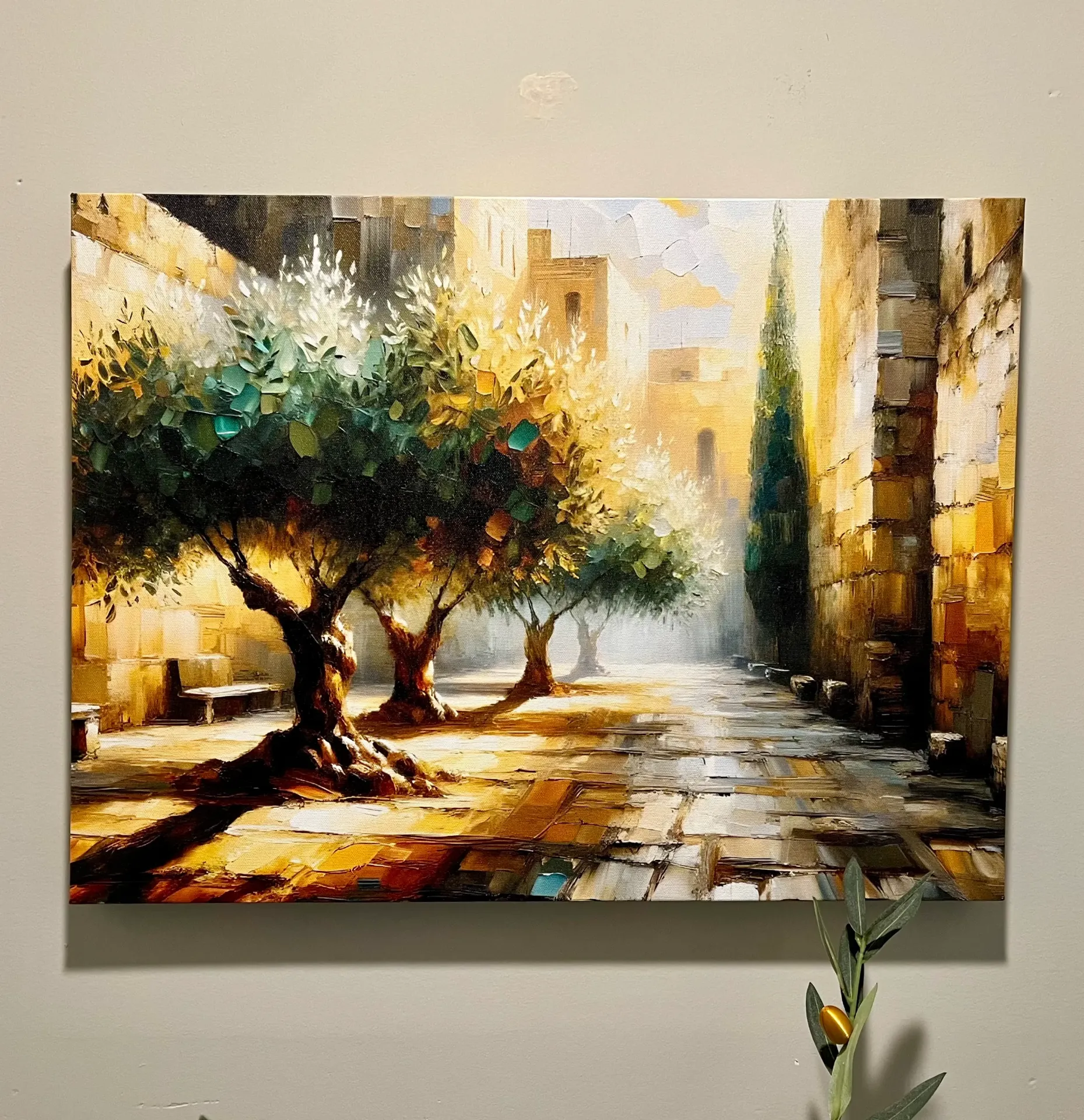 Old City Of Jerusalem Canvas Print, 24" x 18" Iconic Jewish Painting