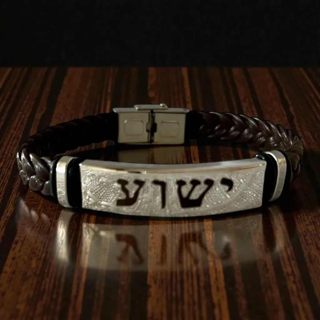 [AM-JE-IR-BN-HB] Yeshua Handcrafted Leather Bracelets for Men & Women - Comes in classic black, rich brown, and light blue (Brown)
