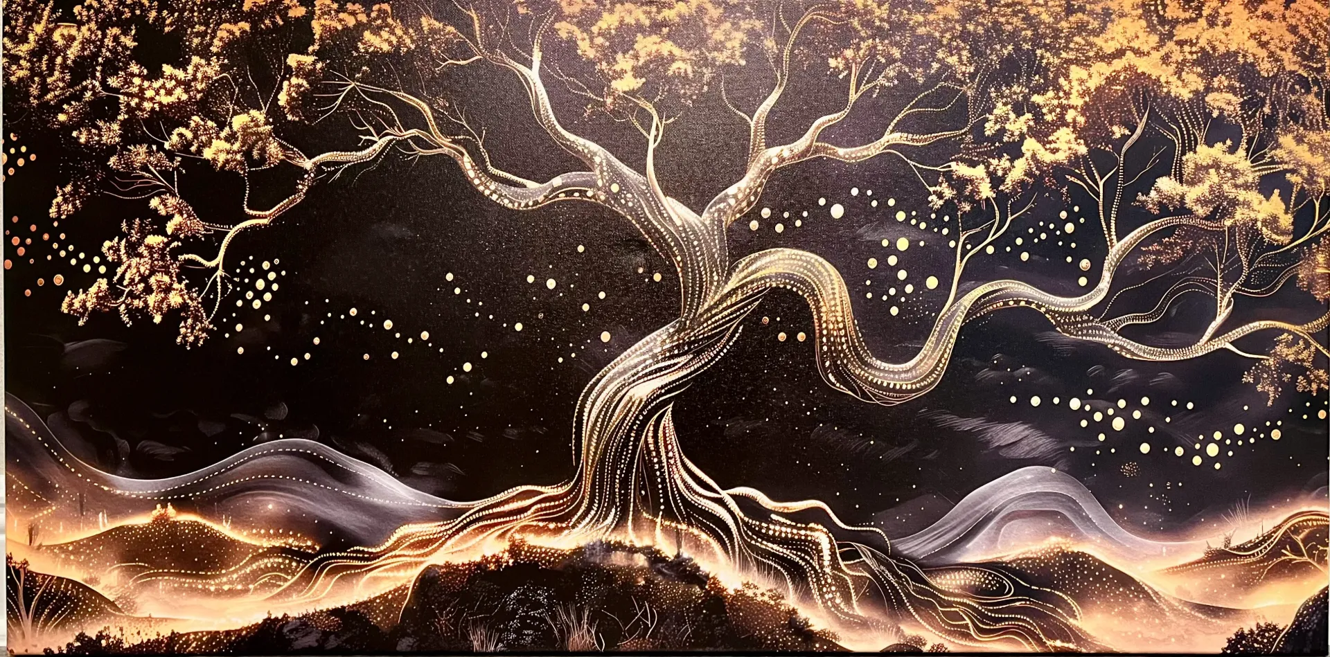 Golden Olive Tree Canvas Wall Art - 20" x 40"