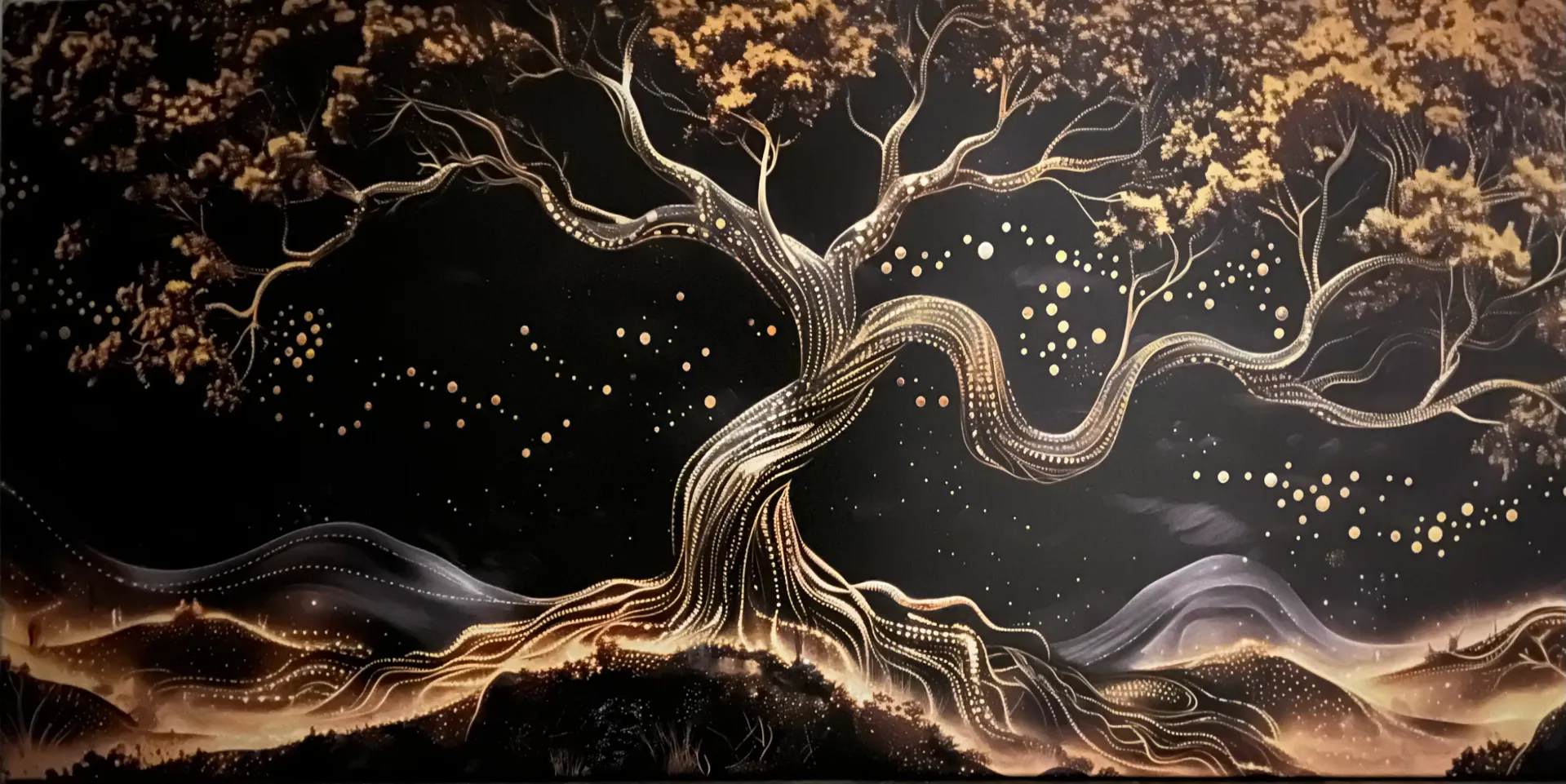 [AM-WA-RC-BG-RA] Golden Olive Tree Canvas Wall Art - 20" x 40"