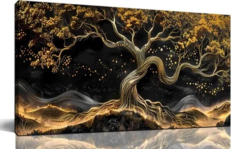 Golden Olive Tree Wall Art - 20" x 40" Canvas 