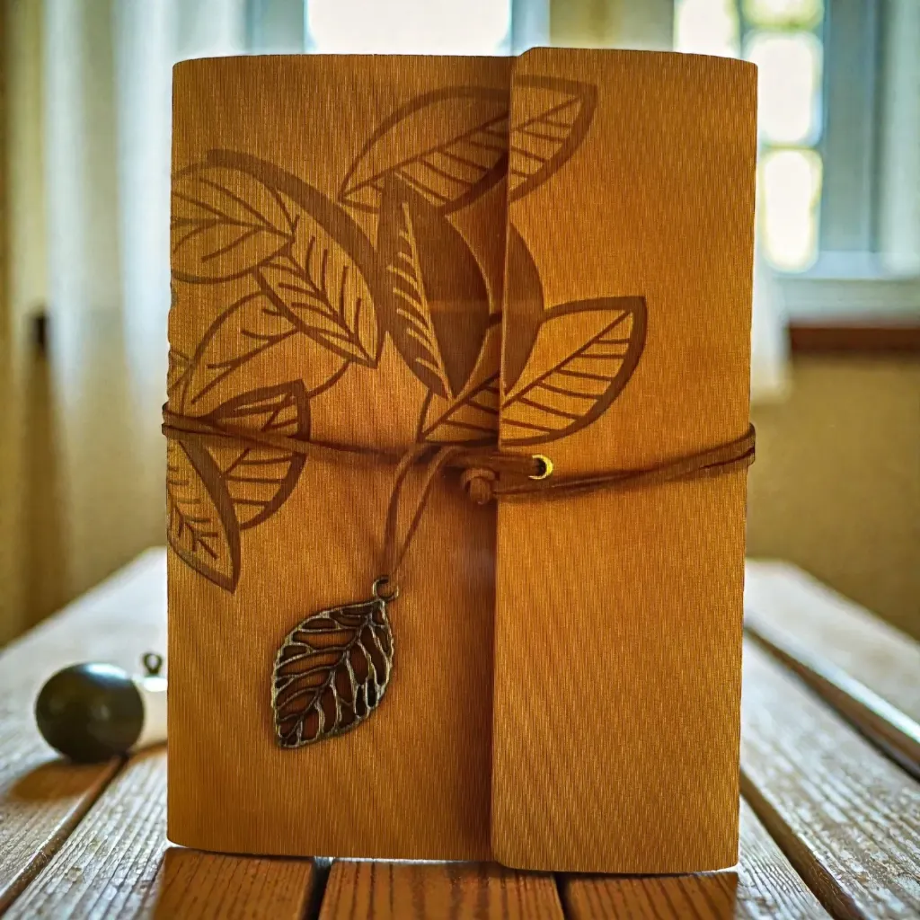[OS-JO-RC-BN-RJ] Remembrance Journal with Leaf Tie - Brown