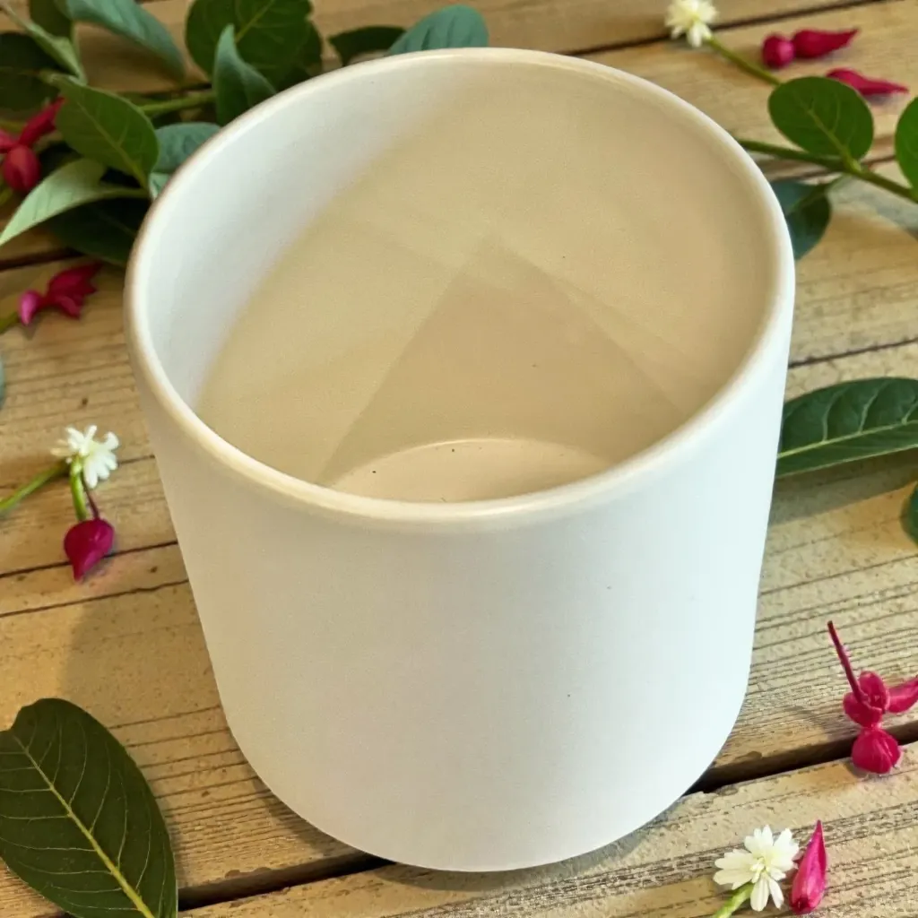 White Ceramic Flower Pot (Fits our 48" Artificial Olive Tree)
