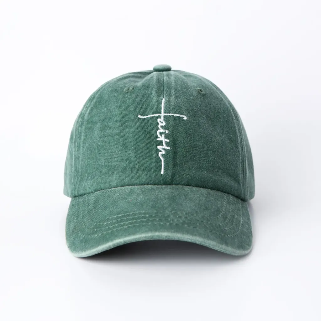 [LF-HT-FA-FG-WN] Faith Cross Woman's Ball Cap - Forest Green