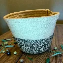 Handmade Blue & White Soft Weave Planter - Ideal For 6" Drop In Pot