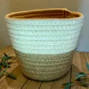 Handmade Cream & Brown Soft Weave Planter - Ideal For 6" Drop In Pot
