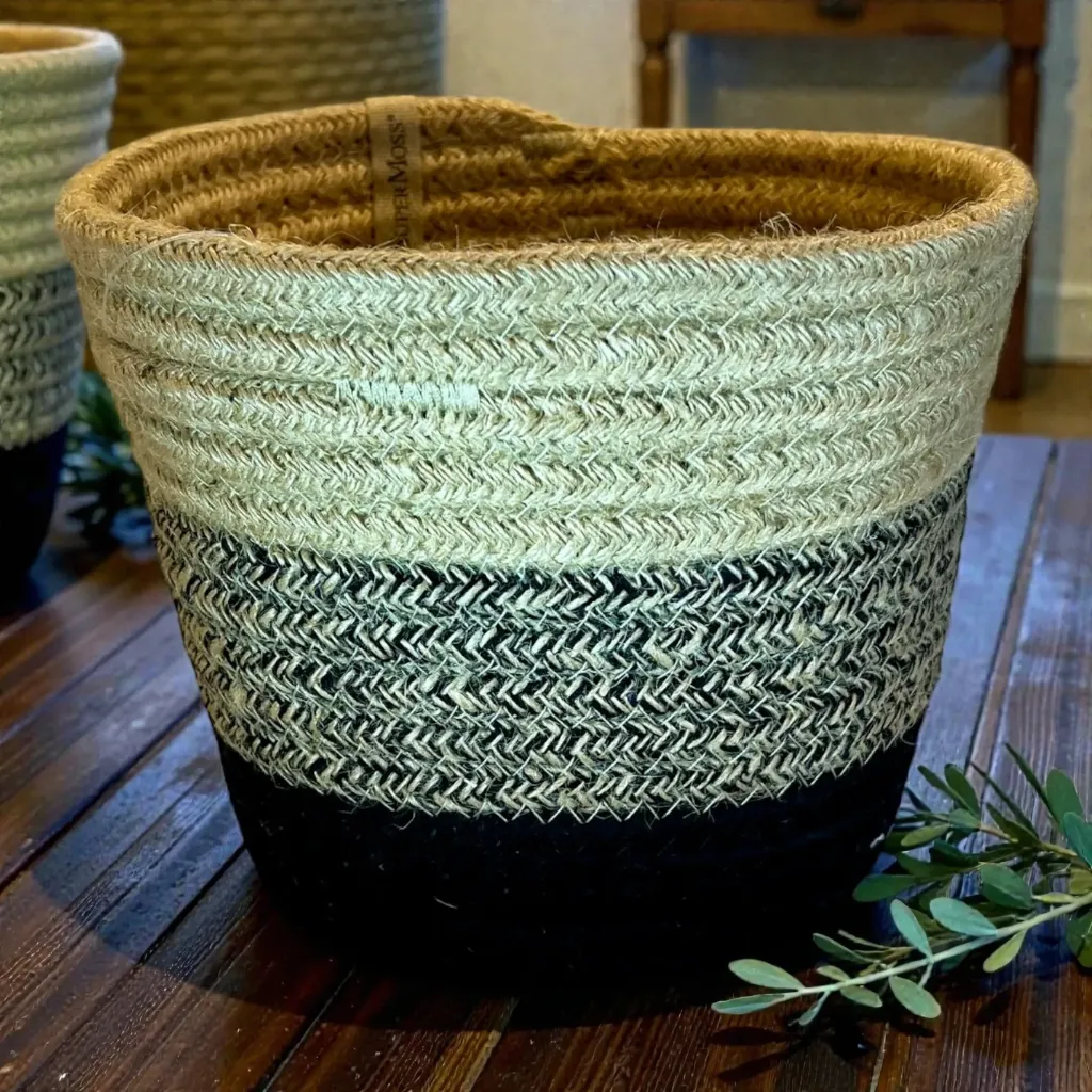 Handmade Brown-to-Black Gradient Soft Weave Planter - Ideal For 6" Drop In Pot
