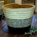 Handmade Brown-to-Black Gradient Soft Weave Planter - Ideal For 6" Drop In Pot