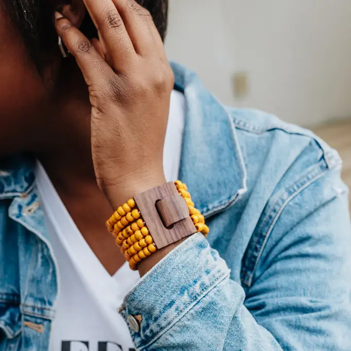 [CF-JE-FA-MU-UB] Unity Bracelet by 'Crowned Free' in Mustard - on a mission to end Human Trafficking