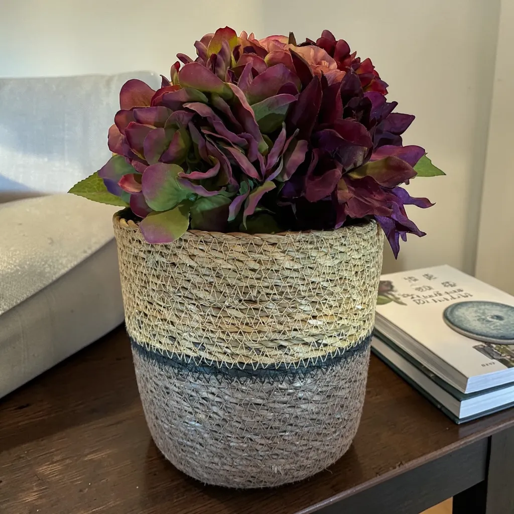 Seagrass Planter Basket with a Built-in Plastic Liner - 5" Brown