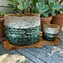 Seagrass Planter Basket with a Built-in Plastic Liner - 8" Green