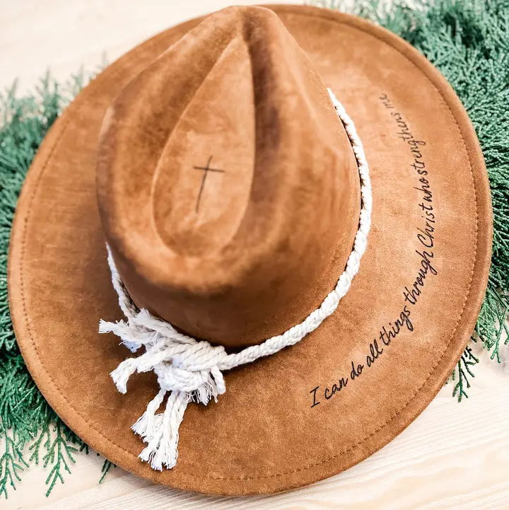 "I Can Do All Things" Woman's Western Hat - Beige